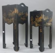 A pair of Oriental lacquered tables. 25 cm wide.