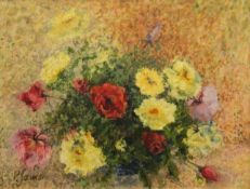 P JAMES, Still Life of Flowers, oil on board, framed. 60 x 45 cm.