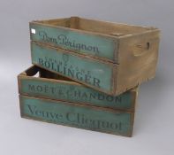 A pair of Champagne wooden boxes. 43 cm long.