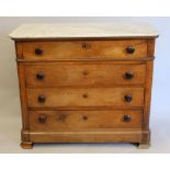 A 19th century Continental marble topped chest of drawers. Approximately 106 cm wide x 95.