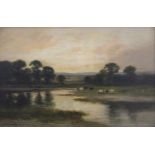 WILLIAM BEATTIE BROWN, Cattle at a River, oil on canvas, signed, framed. 59 x 39 cm.
