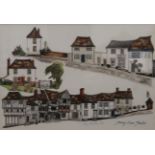 HILARY HAMILTON, Thaxted, a pair of limited edition prints, framed and glazed. 28.5 x 19.5 cm.