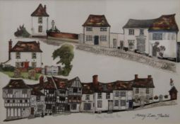 HILARY HAMILTON, Thaxted, a pair of limited edition prints, framed and glazed. 28.5 x 19.5 cm.