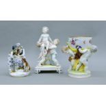 Three 19th century Continental porcelain figural groups. The largest 29 cm high.