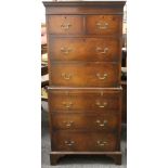 A 20th century mahogany chest on chest with brushing slide. 67 cm wide x 149.5 cm high.