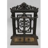 A Victorian cast iron stick stand. 90 cm high x 65 cm wide.