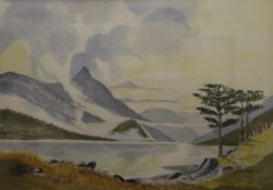Loch Scene, watercolour, signed FOUNTAIN and dated 1989, framed and glazed. 35 x 25 cm.
