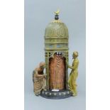 A cold painted bronze Arab tower. 31 cm high.