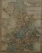 A Chapman and Hall 1830s map of Cambridgeshire, framed and glazed. 19 x 24 cm.