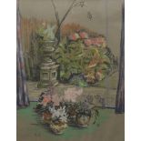 An Asian Still Life pastel, signed Ro Po, framed and glazed. 27 x 35 cm.