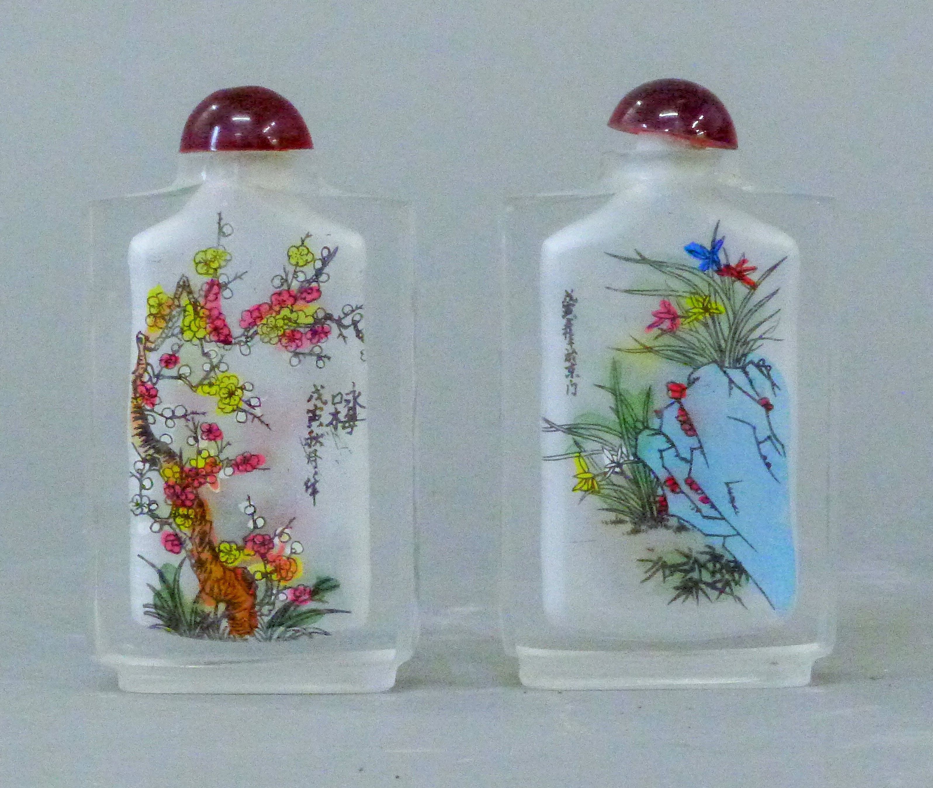 A pair of Chinese reverse painted snuff bottles. - Image 4 of 5