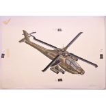 JOHN BATCHELOR MBE (born 1936) British (AR), Apache; Huey; and Bell 47, gouache, all signed,