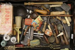 A quantity of kitchenalia, antique tools, etc.