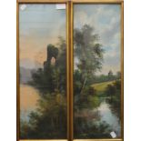 G MASE, a pair of oils, framed and glazed. 19 x 55 cm.