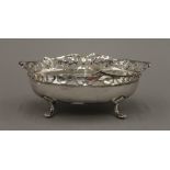 A pierced silver bon bon dish. 18 cm long. 191.3 grammes.