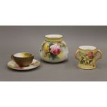 Three pieces of Royal Worcester. The largest 8 cm high.