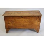 An 18th century elm coffer. 109 cm long.