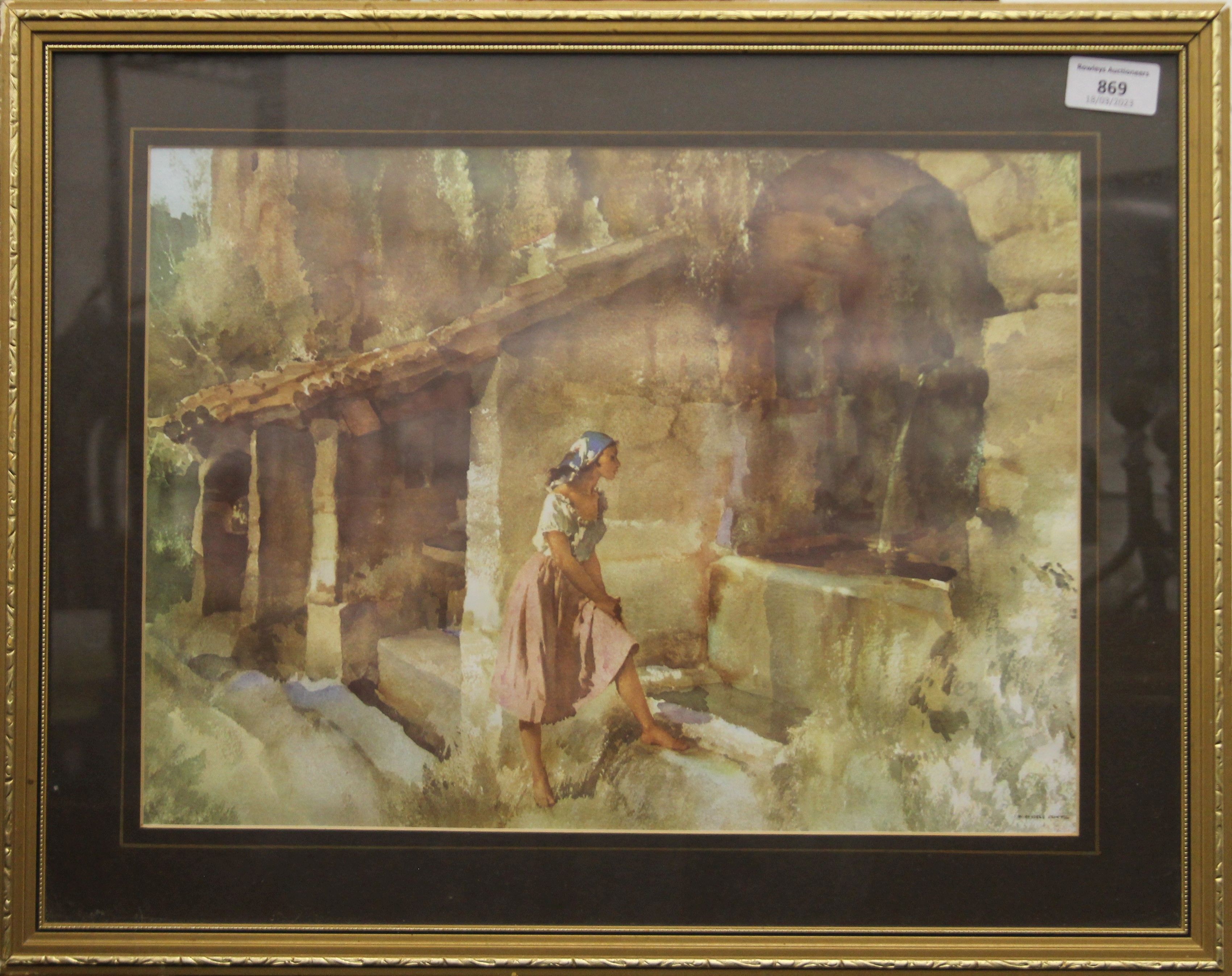 WILLIAM RUSSELL FLINT, print, framed and glazed. 39 x 28.5 cm. - Image 2 of 2