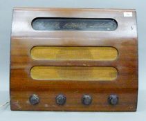 Three vintage radios: Eveready, ECKO and Ferranti. Eveready 44.5 cm x 25.5 x 30.5 cm.