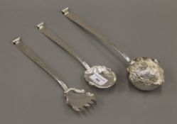 Three Hukin and Heath silver plated servers, in the manner of Christopher Dresser.