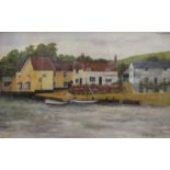 A ROBINSON, Pin Mill, oil on board, framed and glazed. 44 x 27.5 cm.