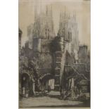 Two etchings of Cathedrals, framed and glazed. Each 30 x 42.5 cm overall.