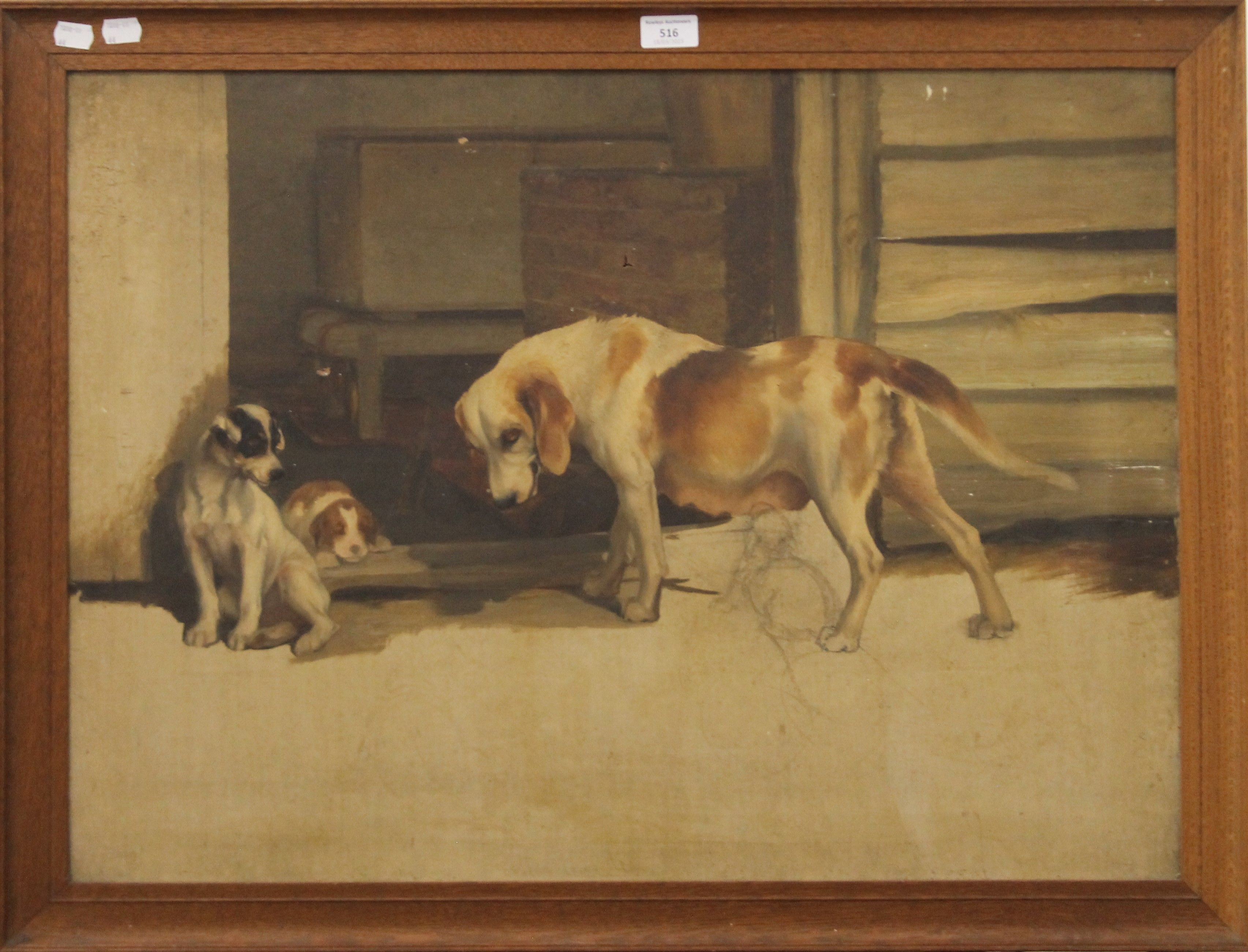 ARTHUR WARDLE (1860-1949) British, Study of Dogs, oil and pencil on canvas, signed, framed. - Image 2 of 3