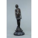 A pair of Art Nouveau style bronze figurines. The largest 18.5 cm high.
