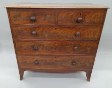 A 19th century mahogany chest of drawers. 106 cm wide.