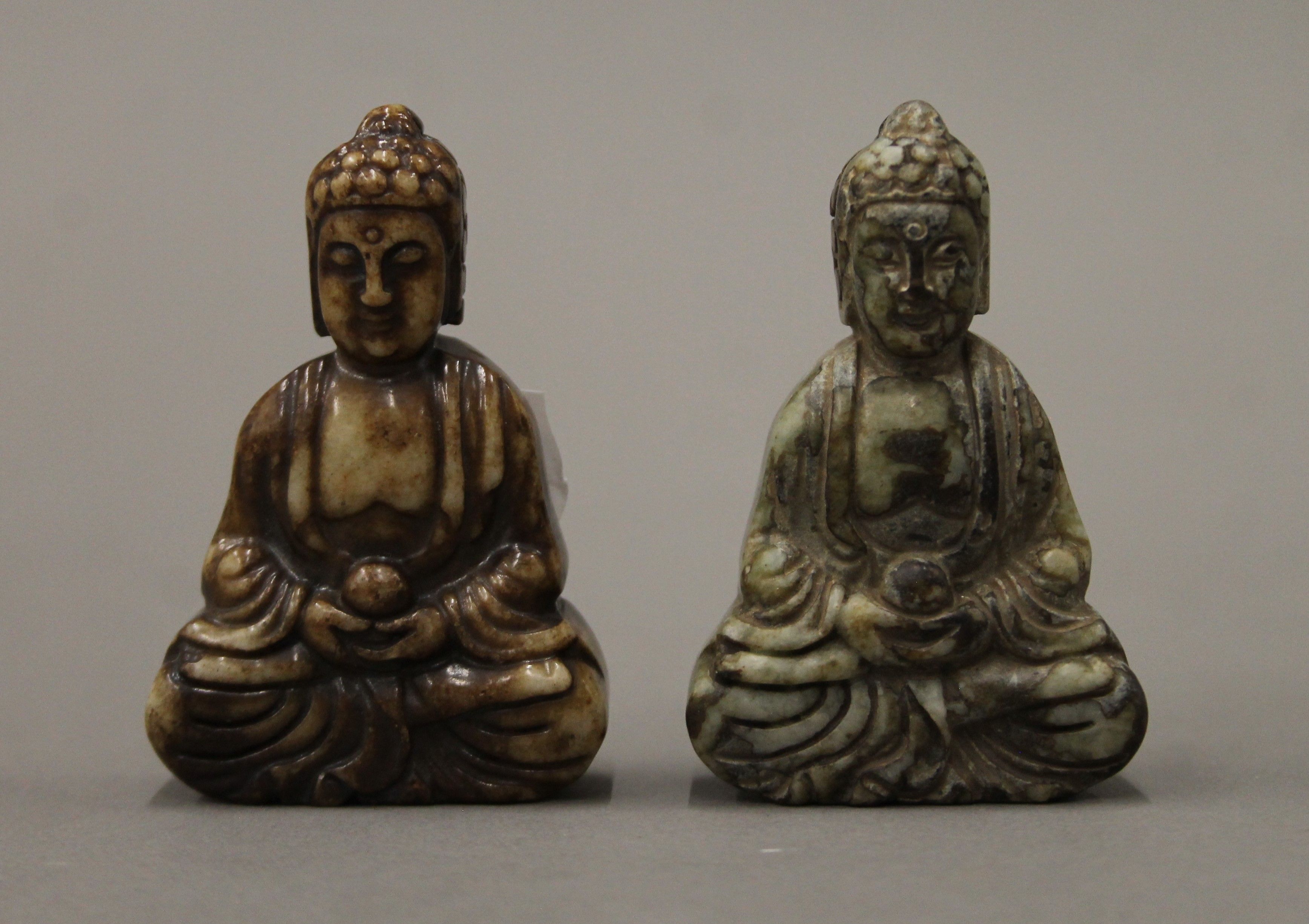 Three hardstone models of Buddha. The largest 10 cm high. - Image 5 of 5