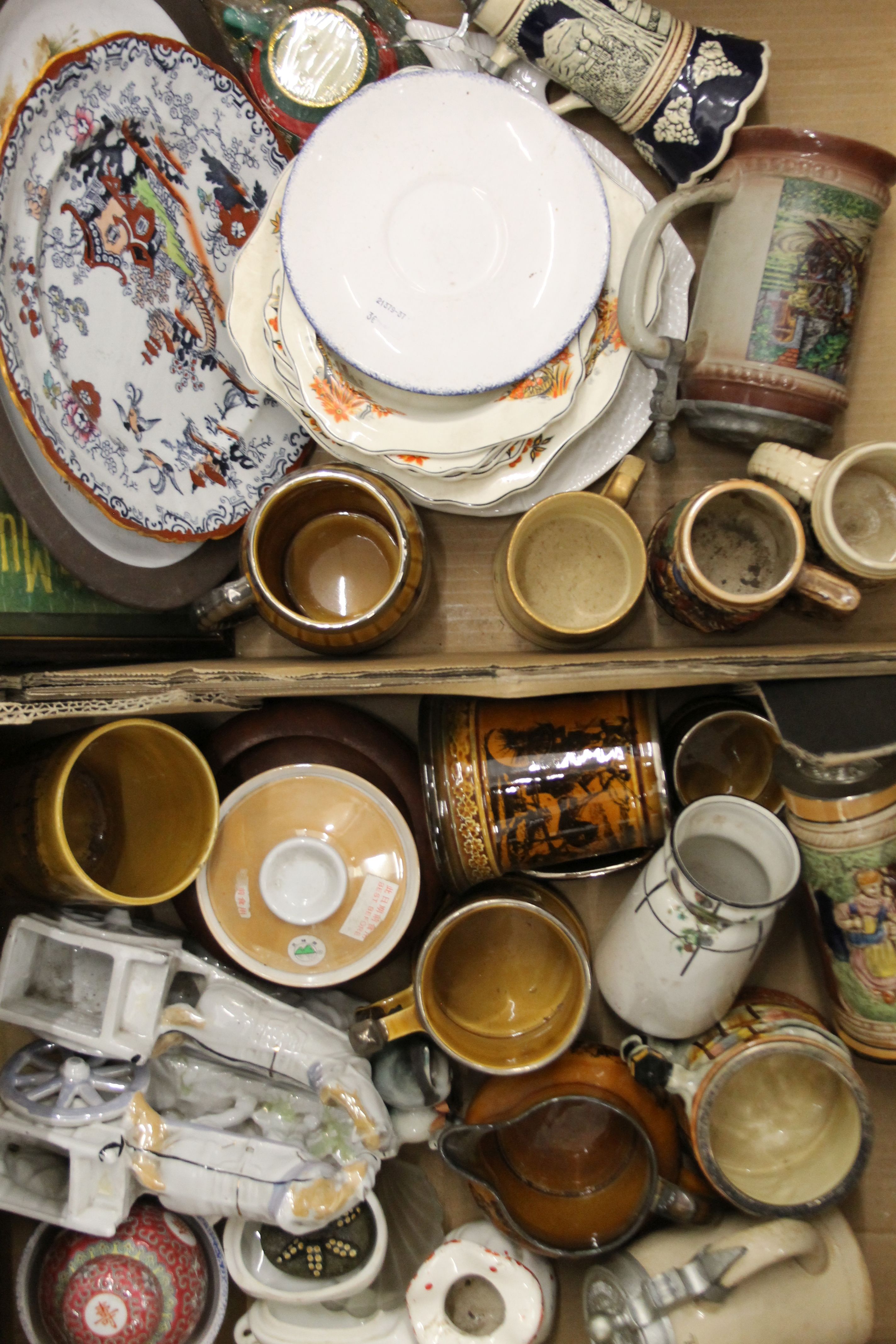 Two boxes of various ceramics, etc.