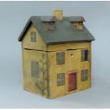 A house form tea caddy. 20 cm high.