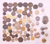 A quantity of antique coins and tokens, including Roman.
