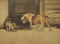 ARTHUR WARDLE (1860-1949) British, Study of Dogs, oil and pencil on canvas, signed, framed.