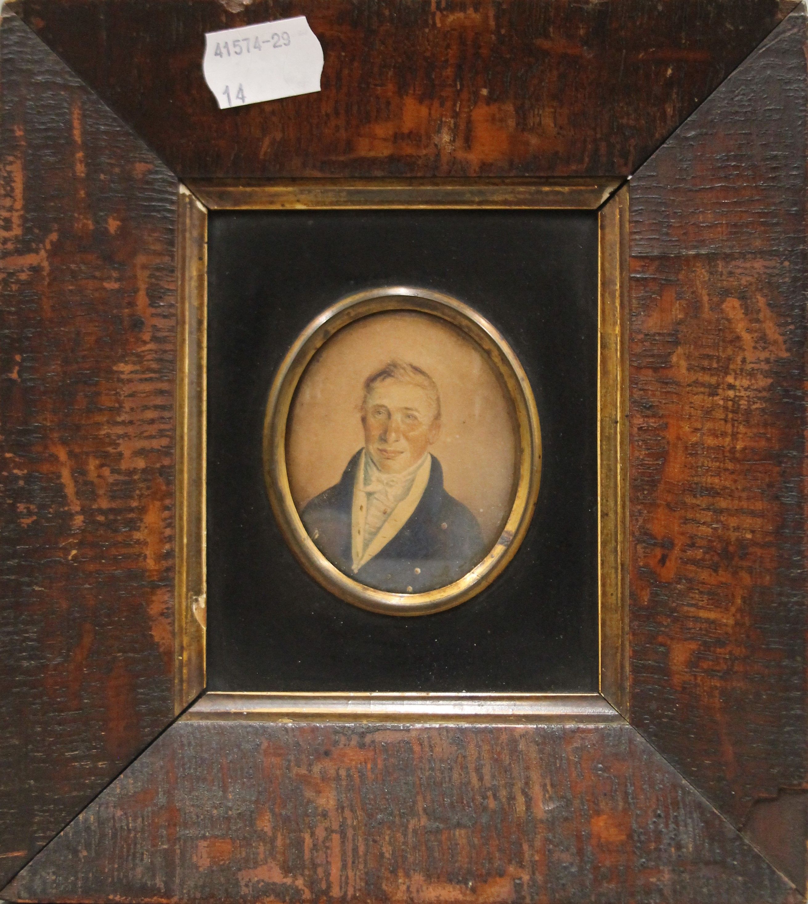 An early 19th century portrait miniature of a gentleman, framed. 17 x 19.5 cm overall. - Image 2 of 3