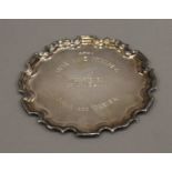 A small silver waiter. 12.5 cm diameter. 98.2 grammes.