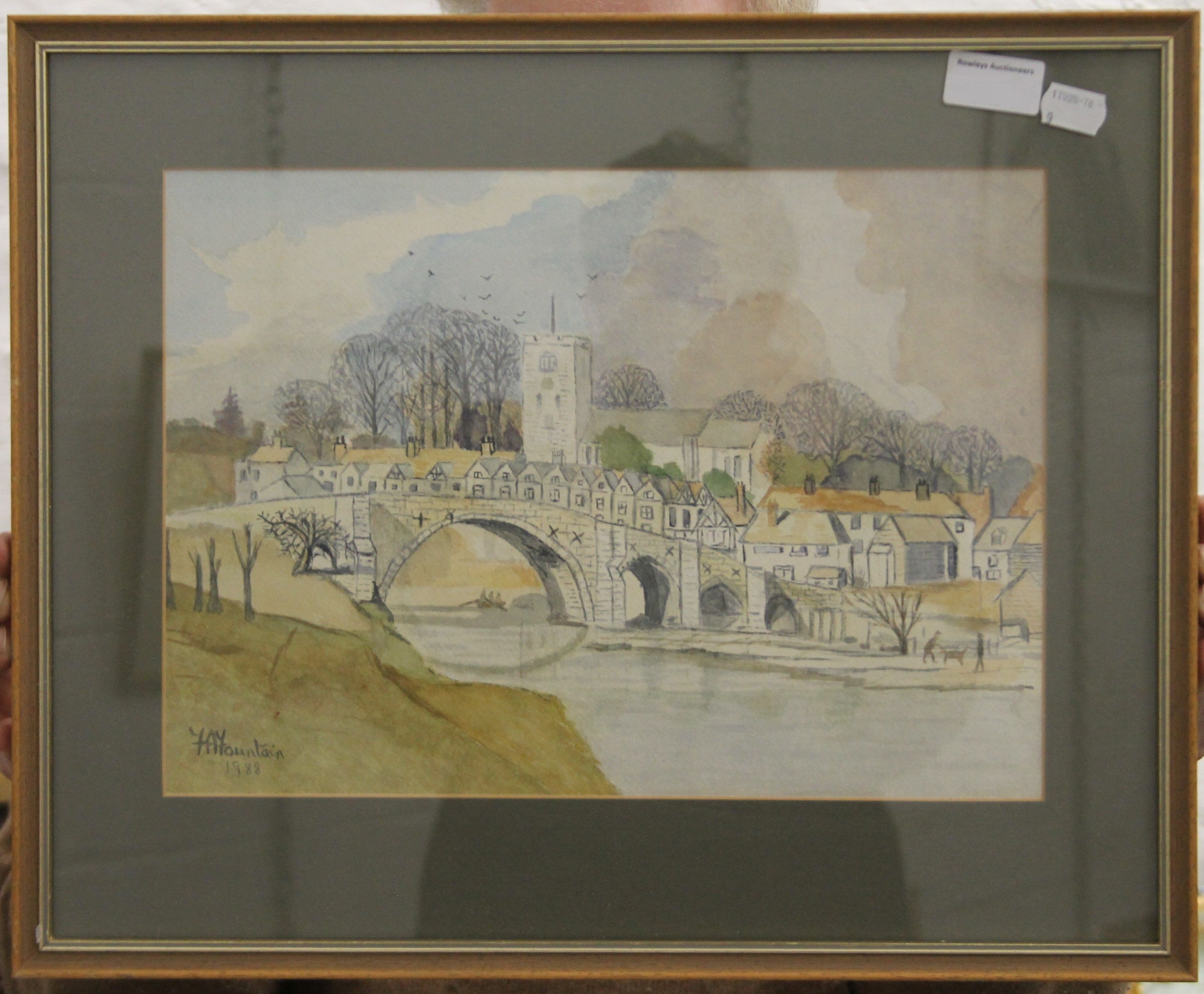 F A FOUNTAIN, Bridge at Aylesford, and Hill Farm, two watercolours, each framed and glazed. - Image 2 of 5