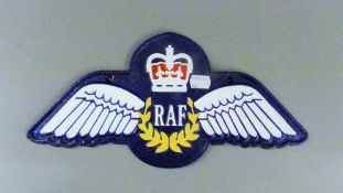 A cast iron RAF sign. 35 cm wide.