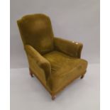 A late 19th/early 20th century green upholstered armchair. 82 cm wide.