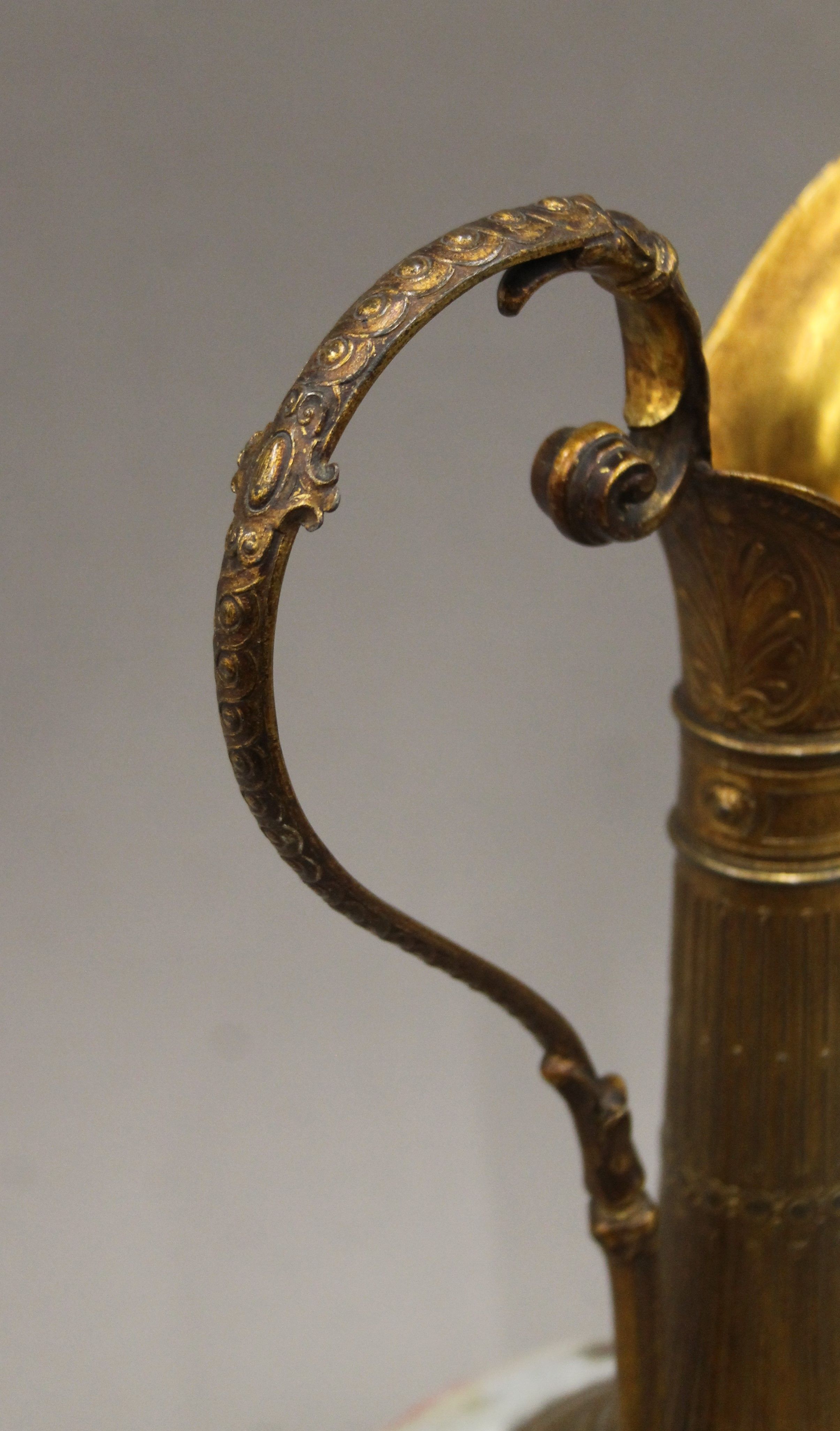 A pair of gilt metal mounted porcelain ewers. 40 cm high. - Image 4 of 4