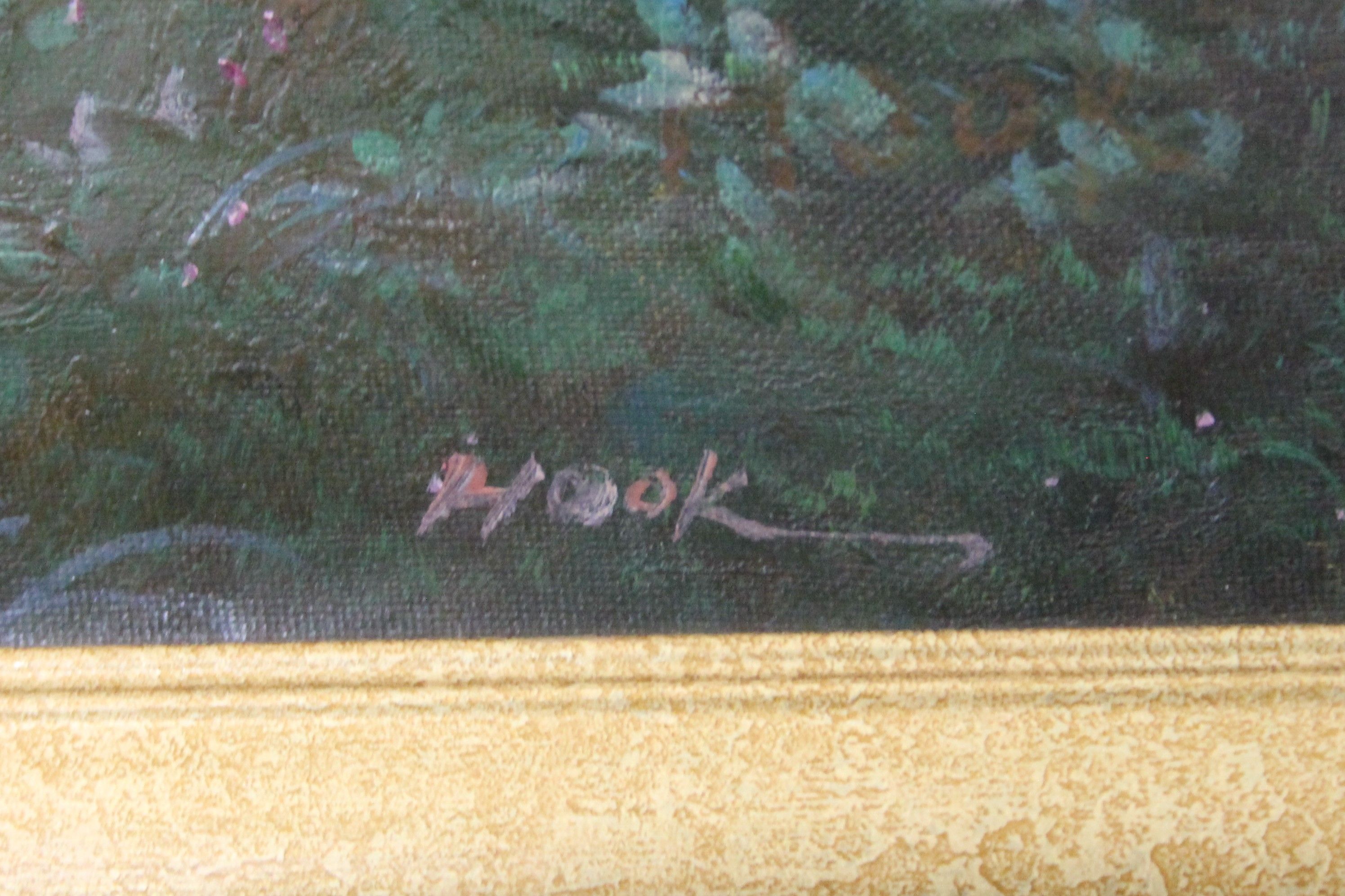 AMERICAN SCHOOL, Deer in Woodland Clearing, oil on canvas, signed HOOK, framed and glazed. - Image 3 of 3