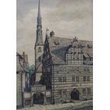 O VOLLMER, two German watercolours, each depicting the town Hameln, signed and dated 1946,
