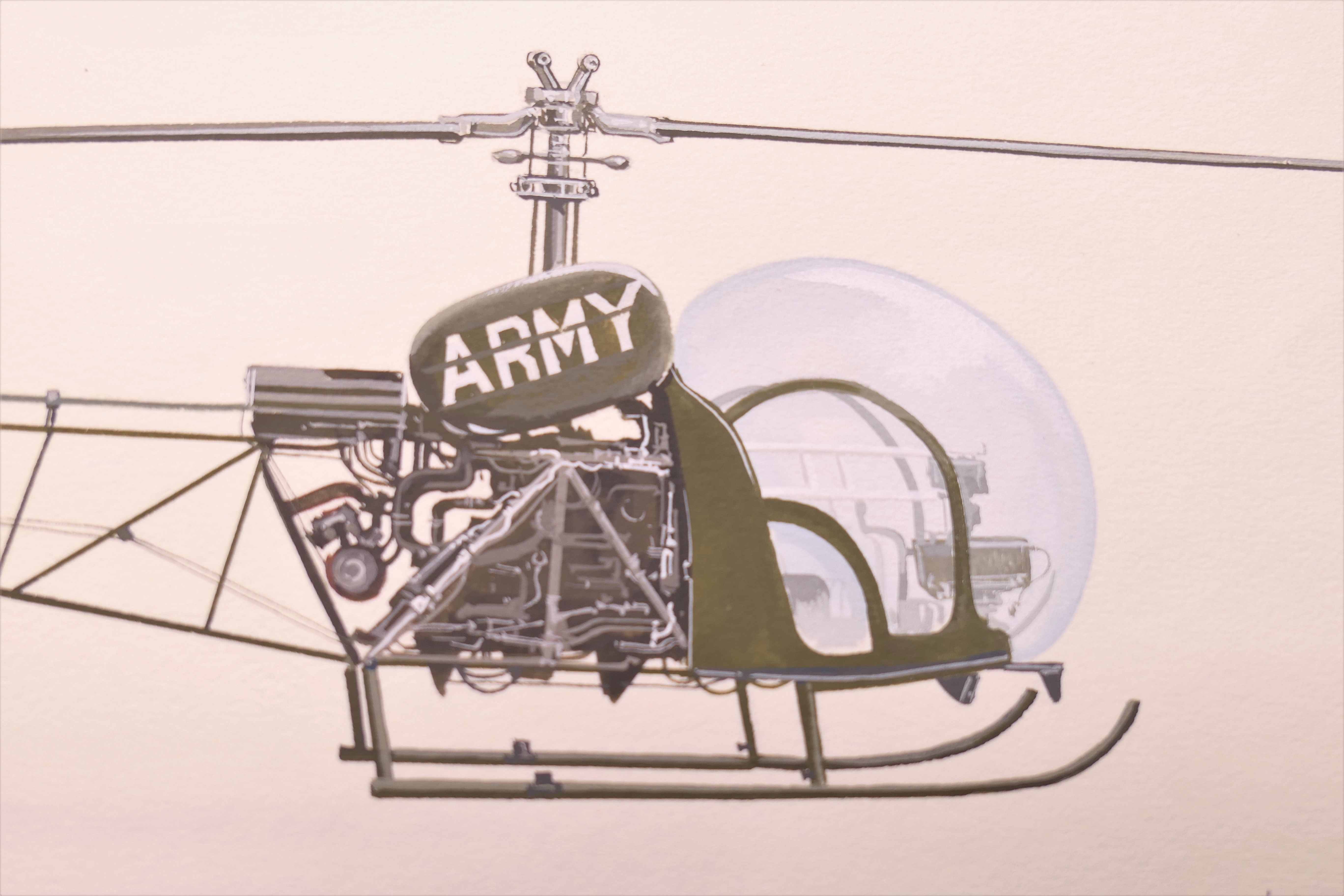 JOHN BATCHELOR MBE (born 1936) British (AR), Apache; Huey; and Bell 47, gouache, all signed, - Image 13 of 13