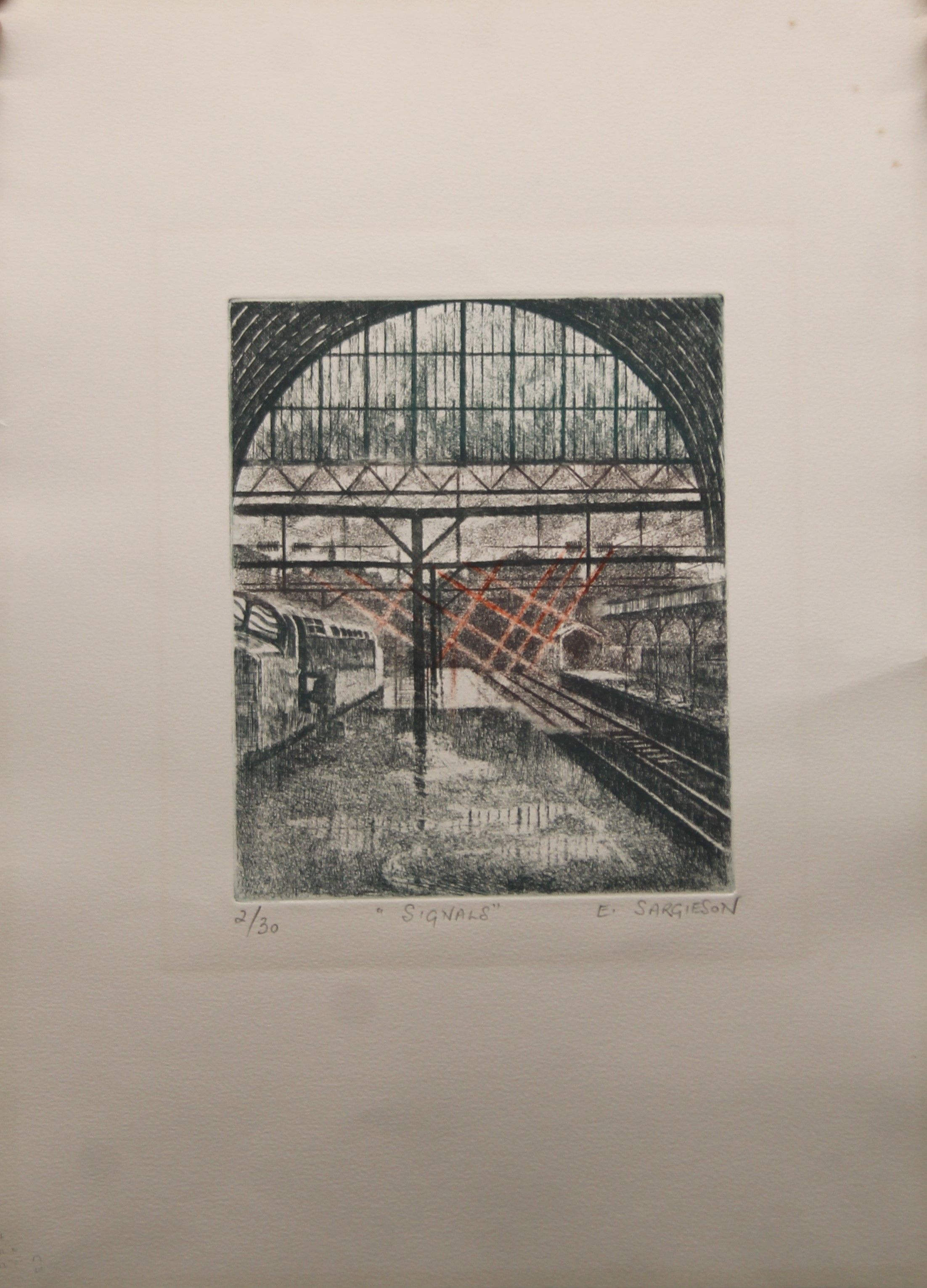 ERNEST SARGIESON (born 1947) British, seven original Railway Etchings, - Image 3 of 6