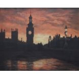 PAT GIBBS, Westminster, oil on board, framed. 49.5 x 39.5 cm.