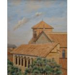 CONTINENTAL SCHOOL, Monastery View, oil on canvas, framed. 38.5 x 48.5 cm.