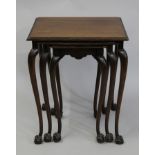 An early 20th century mahogany nest of three tables. 48 cm wide.