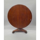 A mahogany tilt top breakfast table. 120 cm diameter.