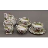 A Spode Copelands duet tea set, retailed by Waring & Gillow Ltd. The teapot 18 cm long.