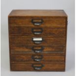 Two oak bank of drawers. 41.5 cm wide x 42.5 cm high and 32 cm wide x 67 cm high.